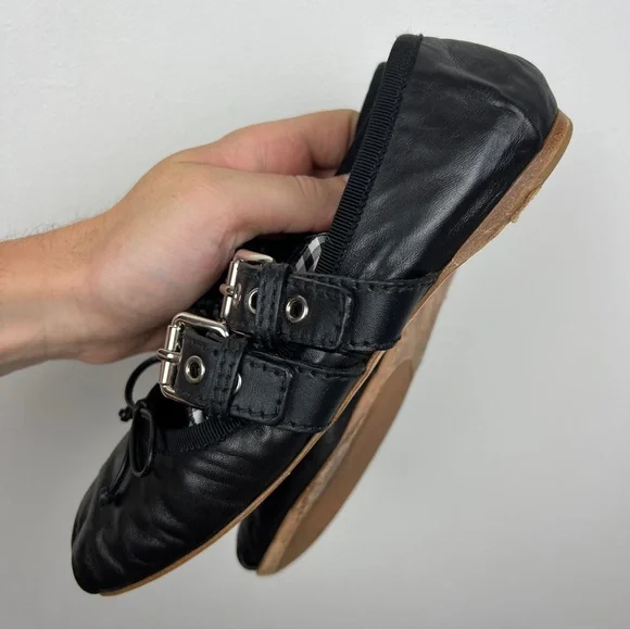 Miu Miu Ribbon Strap Mary Jane Leather Ballet Flats - Picture 9 of 12